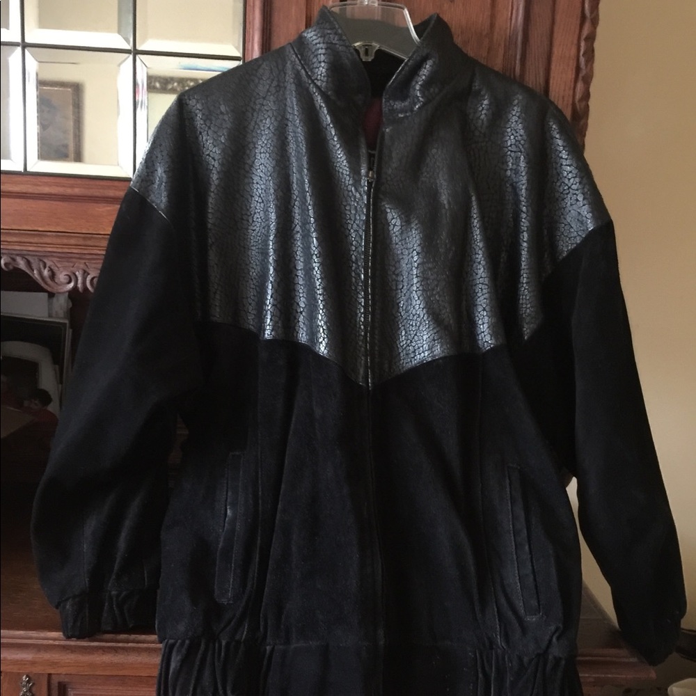 Vintage Black Suede and Leather Jacket